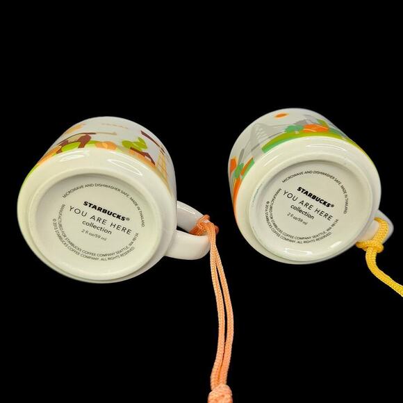 Starbucks Ornaments Dallas Texas Demitasse Coffee Cups 2 oz Set of Two Boxed New - Picture 7 of 11